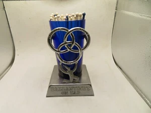 BALLANTINE'S Holder Display Chrome and Cobalt Blue Glass Vintage Barware 1940's - Picture 1 of 7