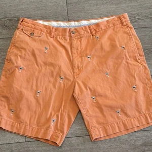 Vintage Polo Ralph Lauren Shorts Mens 40 Martini Embroidered All Over Orange - Picture 1 of 7