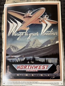 Vintage Northwest Airlines Smithsonian Tin Advertising Sign - Picture 1 of 3