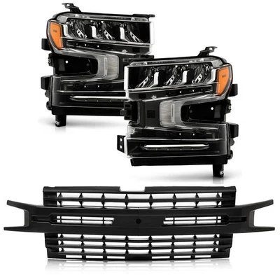 Halogen Upgrade to LED headlight For 2019-2021 Chevy Silverado 1500 Grille Kit Foto 1 de 4