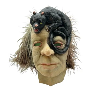Vintage seltene Halloween Gummi Latex Maske gruselig verrückter Wissenschaftler mit RATTE AUF DEM KOPF - Bild 1 von 12