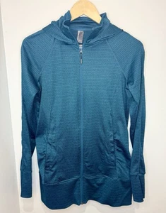 Giacca Mondetta donna piccola lunga jacquard zip cappuccio pista attiva pavone - Foto 1 di 6