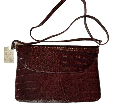 Vintage 1990s Amelia Berko Red Leather Clutch Crossbody Purse Greece NWT 11"x8" - Image 1 of 4