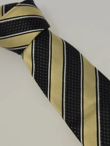 Corbata para hombre Donald J Trump Signature Collection 100 % seda negro dorado rayas usada en excelente estado - Imagen 1 de 5