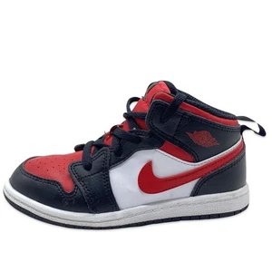Nike Jordan 1 Mid AJI TD Shoes Sneakers Toddler Size 10c Black Red 640735-079 - Picture 1 of 11