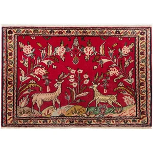 Hamedan 51x80 cm Handgeknüpfter Perserteppich Orient Wolle Carpet Rug Rot - Picture 1 of 6