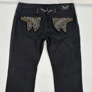 Robin’s Jeans Gold Brand Black Straight/ Skinny Leg Jeans Size 40 Flap Pocket - Picture 1 of 24