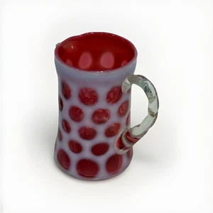 Fenton Glass Cranberry Opalescent Coin Dot Creamer Pitcher - 4" Tall - Picture 1 of 6