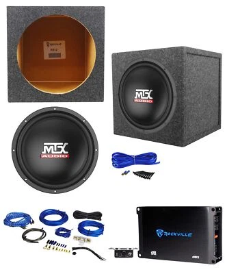 Subwoofer de áudio veicular MTX TN12-02 12” 400w + subcaixa lacrada + amplificador mono + kit de amplificador - Imagem 1 de 4