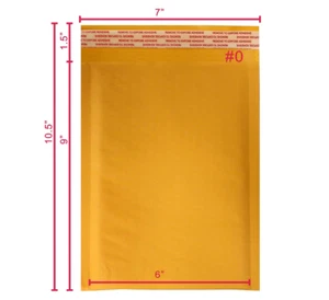 Selbstversiegelnde Kraft Luftpolster Umschlag Versandtaschen Versandtasche #0 6"X9" in 250 Stck. - Bild 1 von 8
