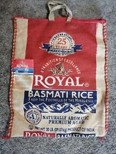 Empty 20 Lb Royal Basmati Rice Burlap Bag with Zipper and Handles / Bag only 