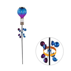 Alpine Corporation Garden Decor 45" Hot Air Balloon Spinning Stake W/ LED Purple - Picture 1 of 3