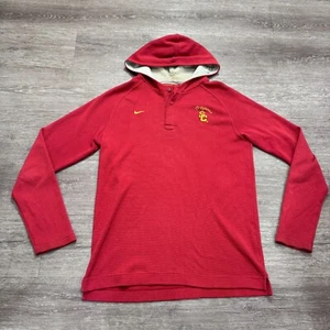 Vintage Nike Hoodie Mens Extra Large Red Thermal 90's Pullover Henley Fleece - Picture 1 of 13