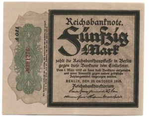 50 Mark 1918 Ro. 56d Trauerschein (2+) - Bild 1 von 2