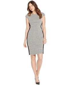 Neu! American Living ~ Gr. 6 ~ Hahnentritt Jacquard Etuikleid schwarz/creme - Bild 1 von 5