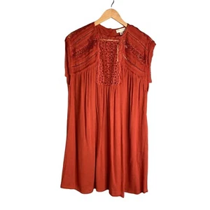 Anthropologie See U Soon Mini Dress Oversized Size S Boho Rust Color Flowy NWT - Picture 1 of 9