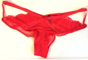 Victoria's Secret rotes freches Höschen Gr. L sehr sexy einfarbig mittig Spitze Cut Outs - Bild 1 von 12