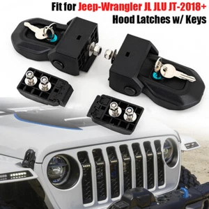 Hood Latches w/ Keys For 2018+ Jeep Wrangler JL JLU / JT Hood Lock Catch Locking - Picture 1 of 12