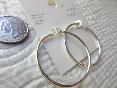 PENDIENTES ARO PLATA ESTERLINA A NEW DAY SIN NÍQUEL 1 5/8" DIÁMETRO NUEVOS CON ETIQUETAS INDIA Foto 1 de 3