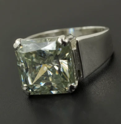 Anillo de diamantes grises de corte Asscher certificado 9,15 quilates sin tachuelas de diamantes. Tarifas gratuitas. Foto 1 de 4