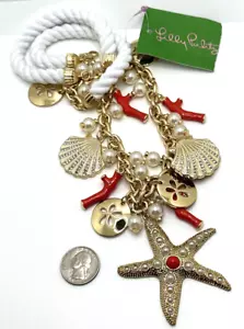 Lilly Pulitzer CHOWDAH Necklace Starfish Shells Coral Themed 28" New w/ Tags - Picture 1 of 23