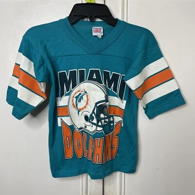Винтажная футболка 1990 Miami Dolphins молодежный размер S 6-8 оранжевый зеленый - Изображение 1 из 4