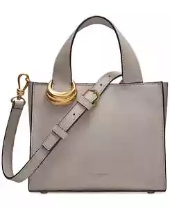 Donna Karan Hewlett Leather Top Handle Buckle Crossbody Bag Zinc Gold - Picture 1 of 5