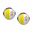 Mylery Studs Pair with Motif Vatican Vatikan-Stadt Pope Rome Flag Silver V