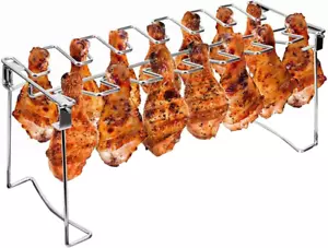 Chicken Leg and Wing Rack, 14 Slots BBQ Chicken Drumsticks Holder Stainless Stee - Picture 1 of 12