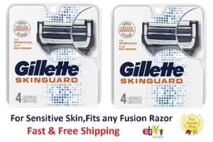 8 Gillette Skinguard Razor Blades Refills Cartridges Sensitive Skin fit Fusion 4 - Picture 1 of 1