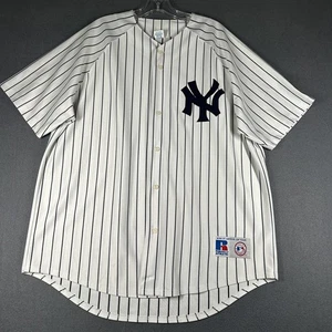 Vintage New York Yankees Jersey Mens XL MLB Baseball Pinstripe Russell Athletic - Picture 1 of 17