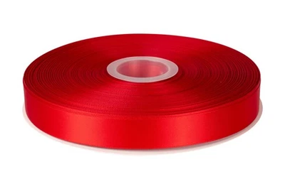 Red Double Faced Satin Ribbon 7/8 Inch x 100 Yards Polyester for Gift Wrap - Image 1 of 4