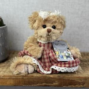 Bukowski Bären - rot/weiß kariertes Kleid - kleine Beanie Barbara Bukowski hellbraun Bär  - Bild 1 von 11