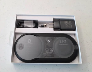 Chargeur sans fil Samsung Duo Pad EP-5200TBEGUS avec câble USB et adaptateur mural - Photo 1 sur 4