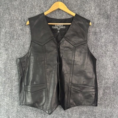 Chaleco de cuero para hombre 46 negro 100 % cuero cierre a presión motocicleta motociclista occidental Foto 1 de 4