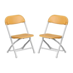 Flash Furniture Plastic Kids Folding Chair Yellow 2 Pieces (2YKIDYL) - Picture 1 of 9