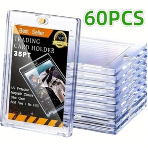 ⭐60 Pack Magnetic Trading Sports Card Holders 35pt One-Touch Hard UV Protection - Picture 1 of 7