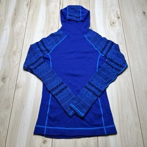 Dakini Pullover Hoodie L/S Merino Wool Thumb Holes Nordic Blue Women Size Small - Picture 1 of 12