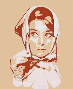 Audrey Hepburn in Farbtönen Handarbeit gezählt Kreuzstichmuster Tabelle - Bild 1 von 1