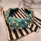 NWT Lele Sadoughi Knotted Headband in Candy Jeweled Turquoise Rainbow Crystal