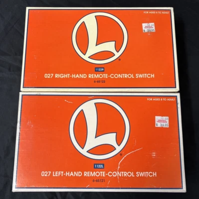 LIONEL 027 LEFT 1122L 6-65121 RIGHT-HAND 1122R 6-65122 REMOTE CONTROL SWITCH NOS - Image 1 of 4