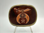VINTAGE Shriners Brass and Leather Belt Buckle