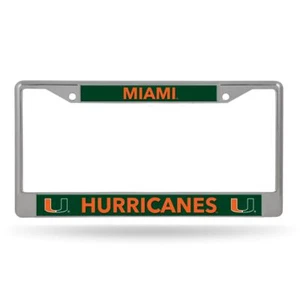 Miami Hurricanes Lightweight Chrome Metal License Plate Frame - Picture 1 of 6