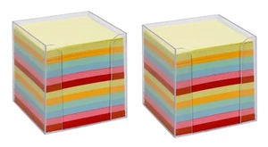 2x Zettelbox transp. Notizwürfel Zettelblock Notizklotz bunt 9,0x9,0cm 700 Blatt - Bild 1 von 1