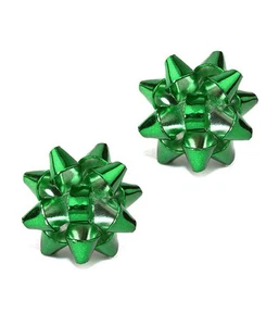 GREEN CHRISTMAS THEME BOW GREEN Christmas Bow Stud Earrings - Picture 1 of 1