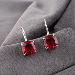 Tourmaline Gemstone Stud Hook Earrings 925 Sterling Silver Handmade Jewelry Gift - Picture 1 of 5