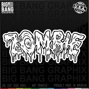 Funny I Love Zombies Vinyl Decal Sticker Hearse Dead Sled Meat Wagon Zombie Love - Picture 1 of 7