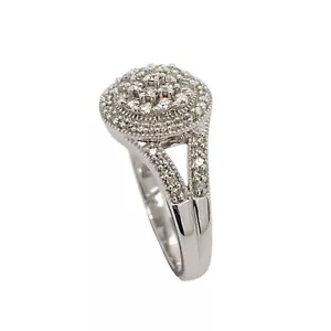 9ct White Gold Diamond Cluster Ring 3.63g Size N1/2 Preloved VAL $1600 - Picture 1 of 18