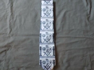 Masonic White Master Mason Square Compass Necktie Freemason Fraternity NEW! - Picture 1 of 2