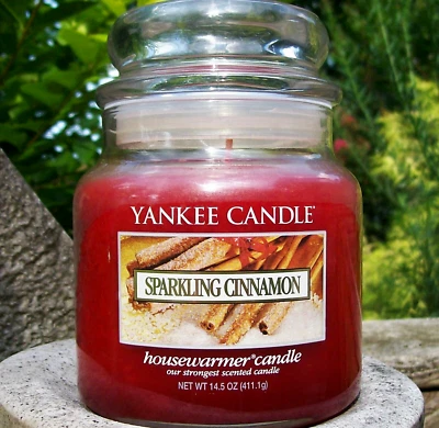 Yankee Candle Festive "SPARKLING CINNAMON" Medium 14.5 oz. ~WHITE LABEL~RARE~NEW - Image 1 of 2